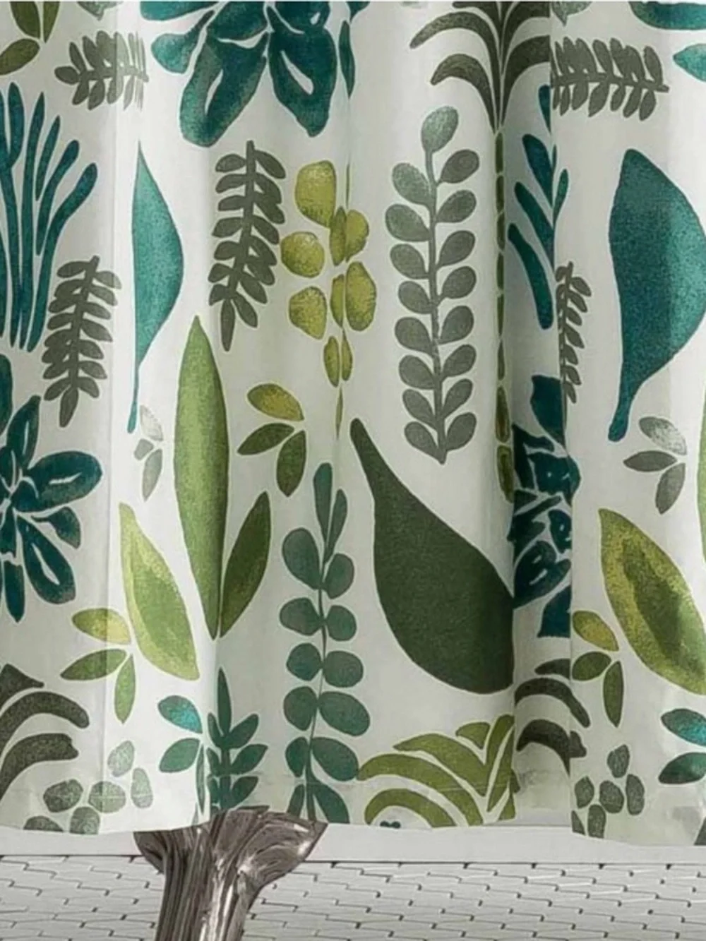 JUNGALOW NWT Jardin Shower Curtain Green/Blue 100% Cotton-Botanical Pattern